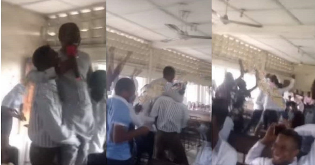 Excited UNIPORT students hailed  their lecturer, raise him on their shoulders after he gave them good scores (Video)