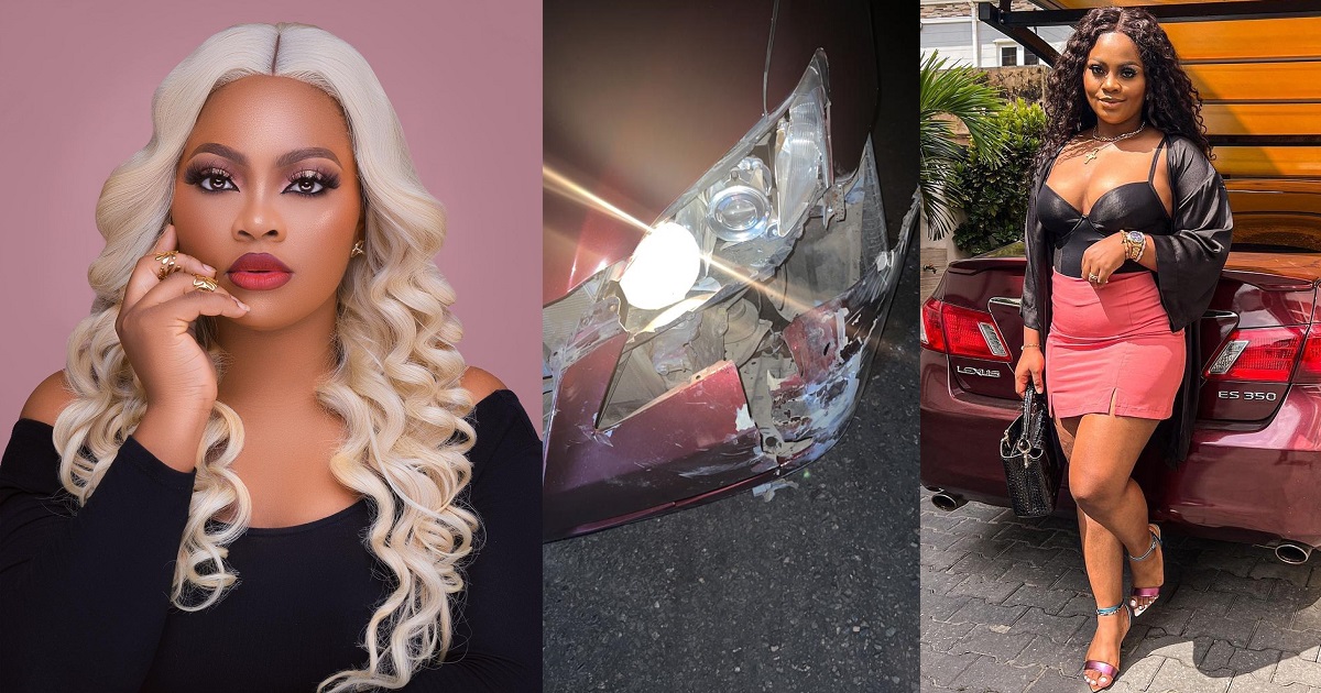 BBNaija star, Tega grateful to God as she survives a ghastly car accident (photos)