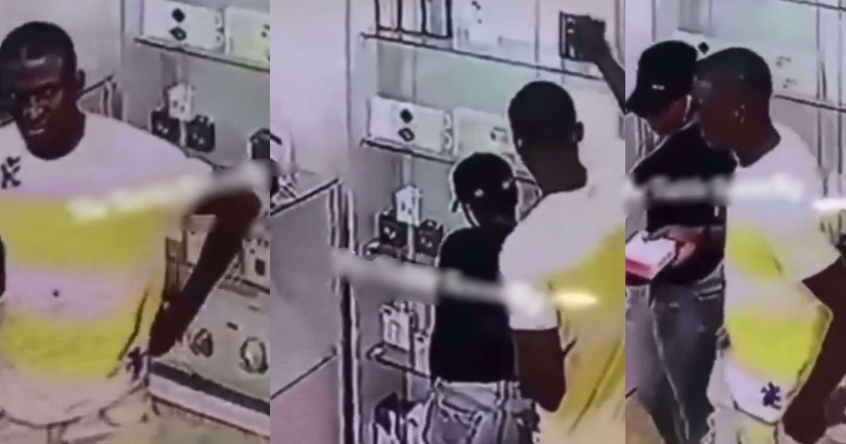 CCTV captures moment man stole an iPhone 12 pro max from a shop in Lagos (video)