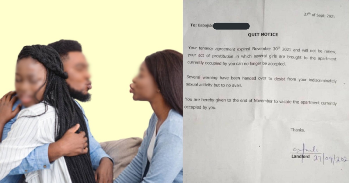 Nigerian man served quit notice for bringing too many girls to his rented apartment