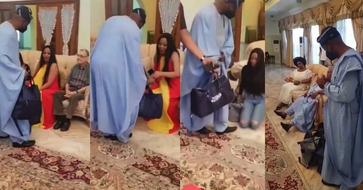 Davido’s father gifts bags of money to his nephew, Sina Rambo’s in-laws during introduction ceremony (video)