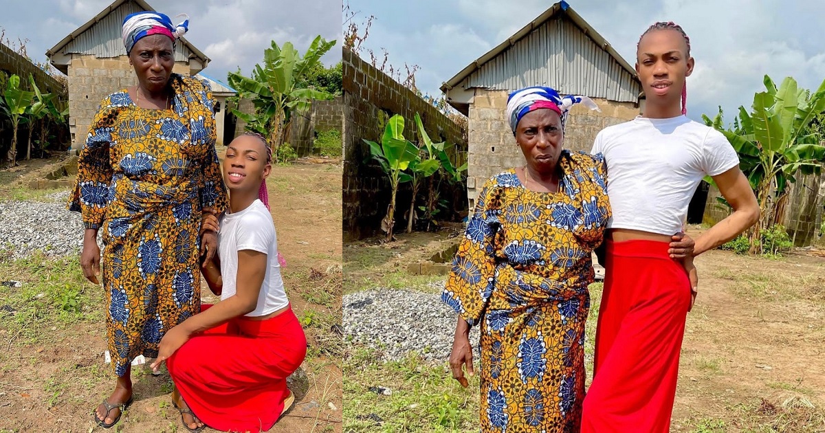 “This is the woman who took me in and breastfed me when my mother rejected me at 2 days old” – Crossdresser, James Brown shows off his grandmother