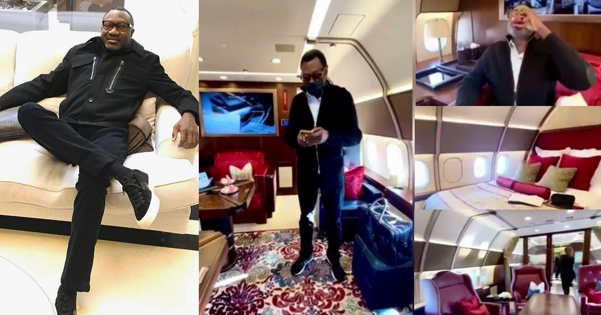 Billionaire Femi Otedola flies solo in a massive private jet (video)