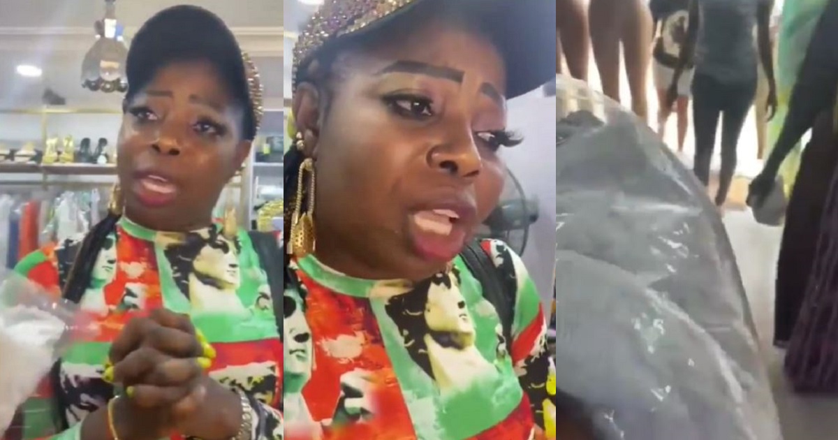 “Please don’t disgrace me” – Lady begs after she was caught stealing from a fabric store in Lagos Island (video)