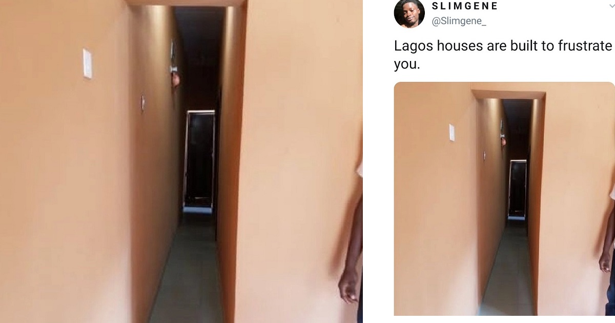 “Lagos houses are built to frustrate you” – Man writes as he shares narrow hallway of a house he was shown