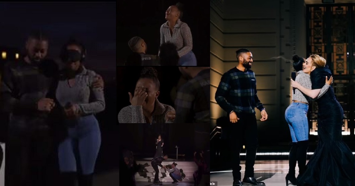 Man proposes to his girlfriend of 7 years on stage at Adele’s concert (video)