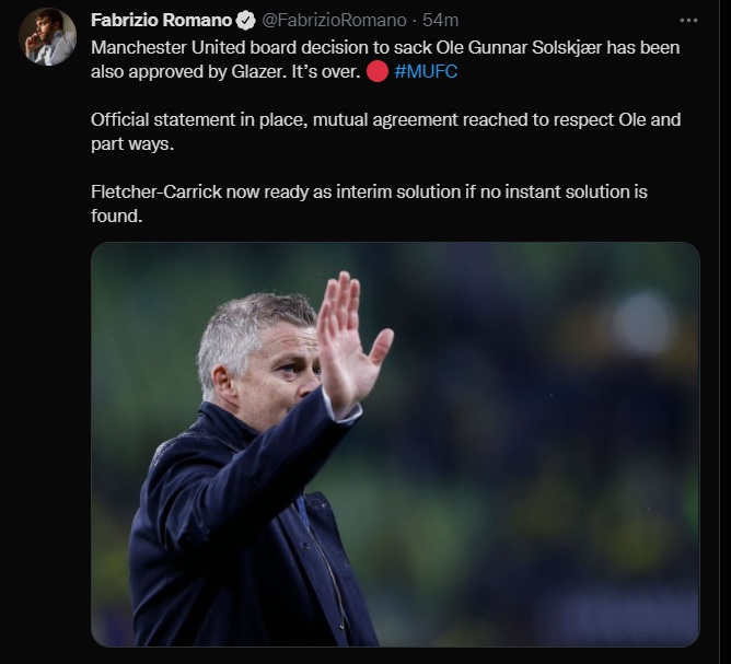 ‘Ole is a gunnar’ – Manchester United sack Solskjær 4 Manchester United sack