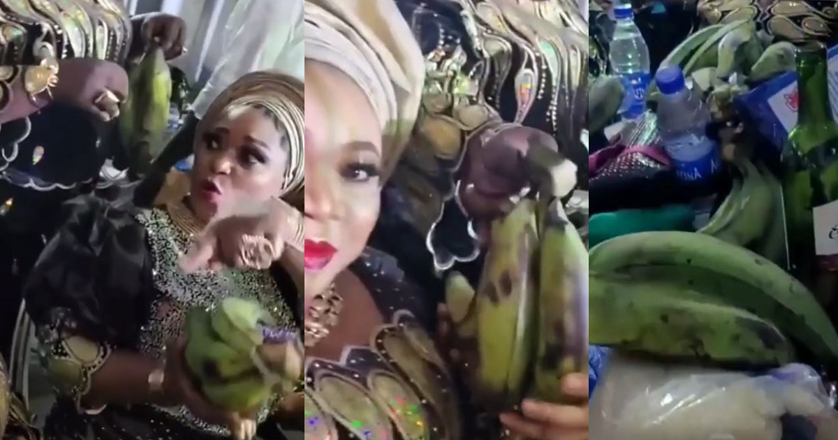 Guests stunned as plantain is shared as souvenirs at a Yoruba party (video)