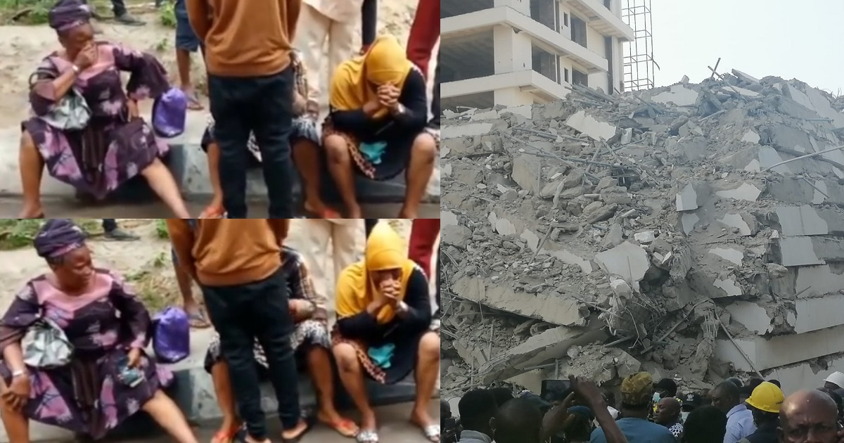 Ikoyi Building Collapse: Family of trapped NYSC member weep profusely as they beg for her rescue