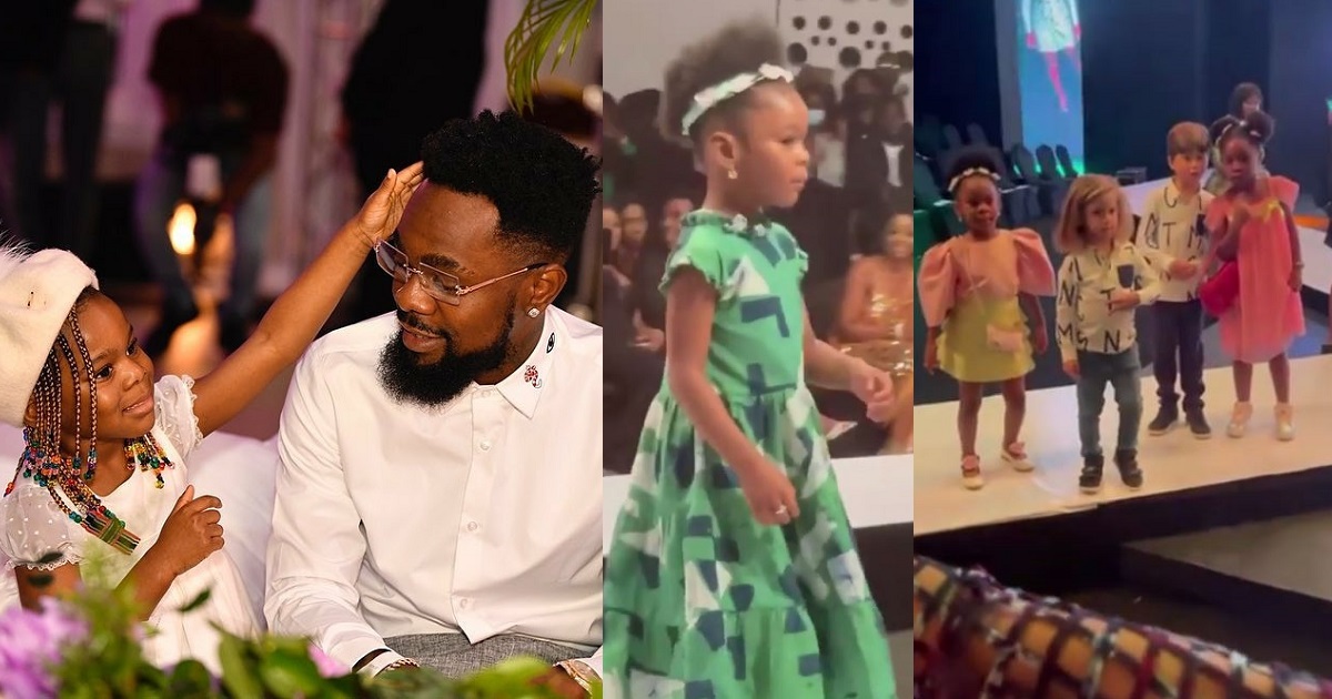 Proud father moment: Singer, Patoranking’s 3-year-old daughter, Wilmer models at Lagos Fashion Week (video)