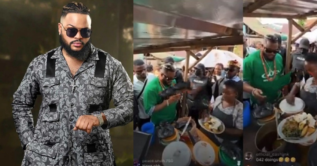 White Money goes back to his roots, visits his favourite local spot in Enugu to buy roasted yam (Video)
