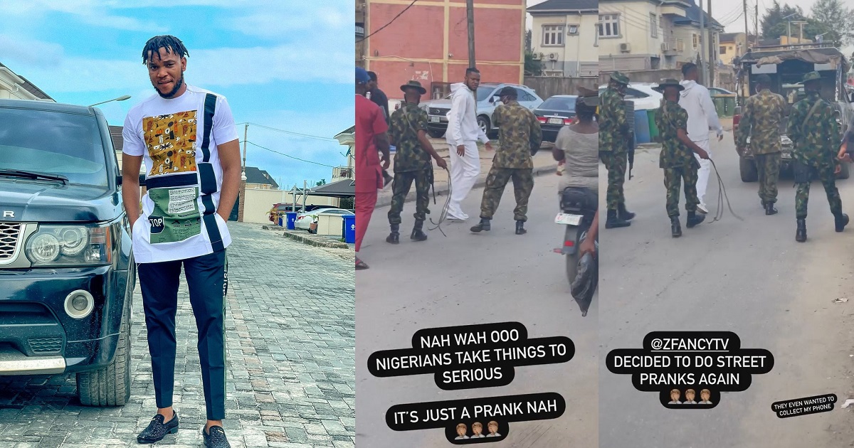 Popular Nigerian prankster, ZFancy whisked away by military men for allegedly pranking someone (Video)