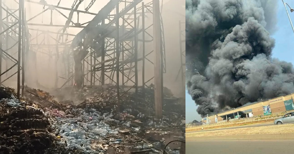 Aftermath of the “Next supermarket Abuja” destroyed by a fire outbreak yesterday