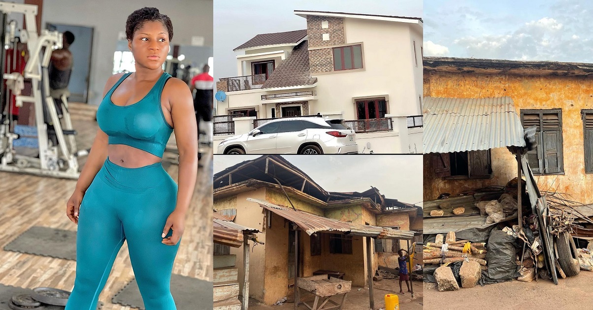 Actress Destiny Etiko breaks down in tears as she compares the house she lived in while growing up with the one she lives in now
