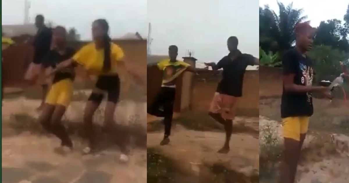 Young girls and boys punished after being caught taking mkpuru mmiri in Anambra state (video)