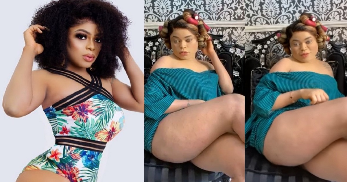 Bobrisky shows off part of his butt after his former PA shared clip of a discoloured butt and claimed it’s the crossdresser’s