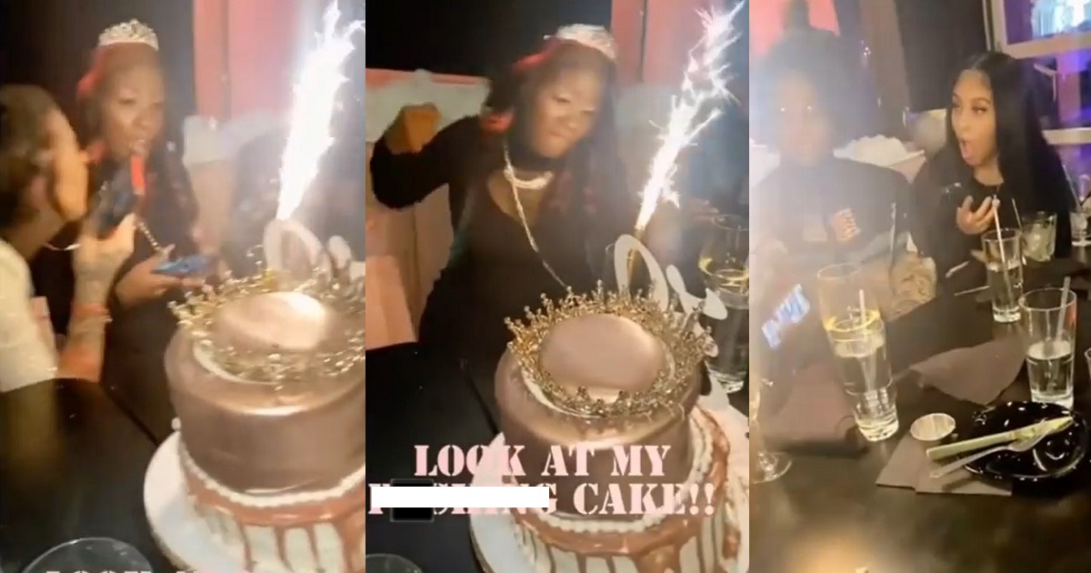 Moment a lady angrily smashed her cake at her birthday party (WATCH)