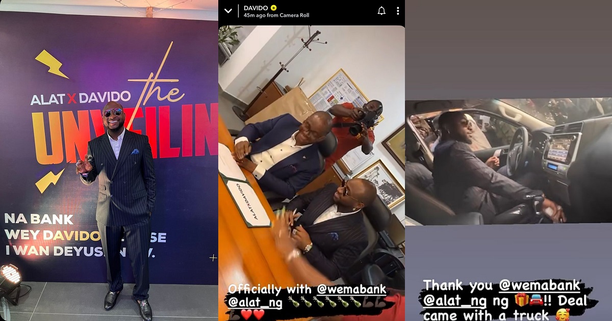 Singer, Davido bags endorsement deal with Wema bank, receives brand new car (Photos + Video)