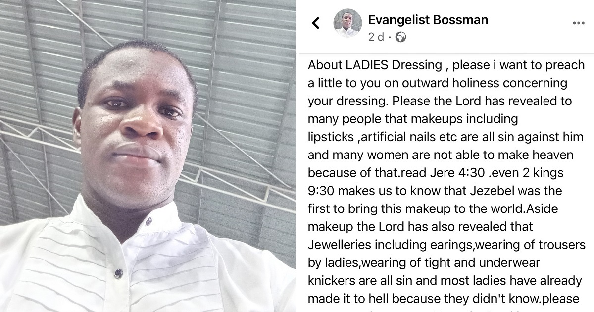 “Wearing of earring, trousers, tight and underwear are sinful and can lead to hell” – Evangelist warns ladies