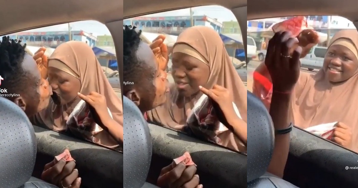 Man causes outrage after making a street beggar “kiss him” just so he could give her 1 Cedi (WATCH)