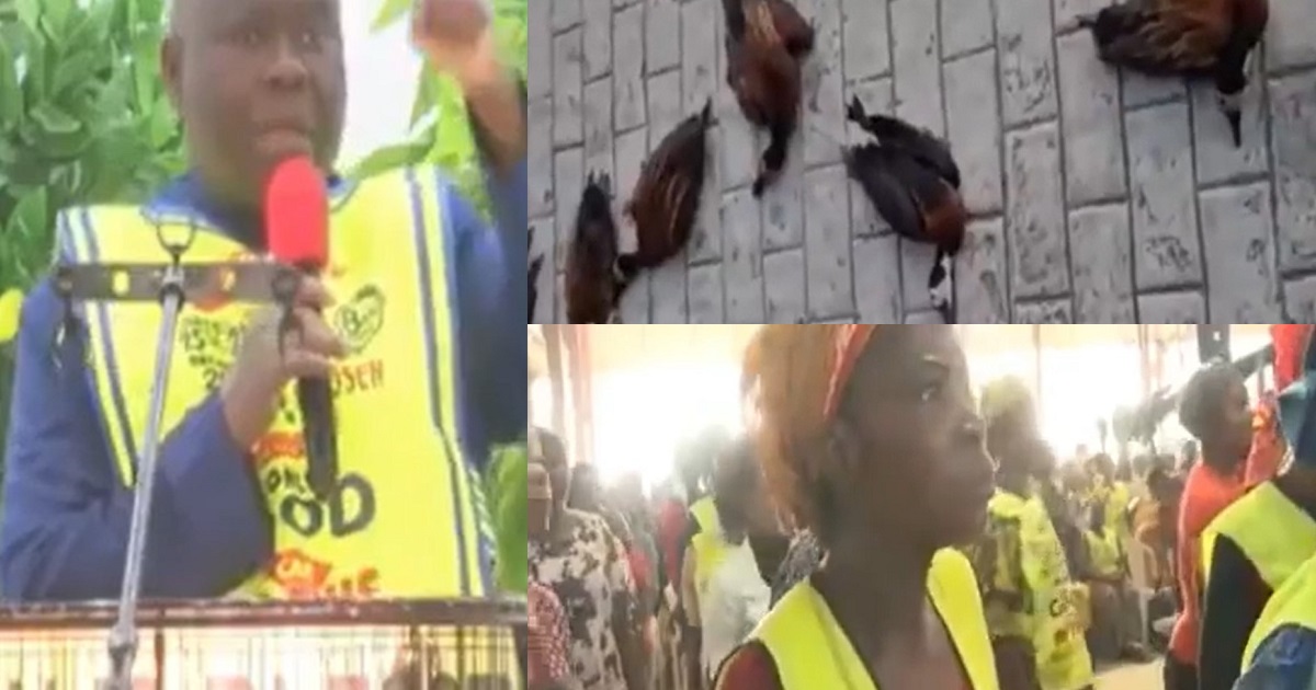 Lord’s Chosen General Overseer, Pastor Lazarus Muoka and his members praise God after 6 big “strange” birds were found dead at the altar of the church’s headquarters in Lagos (Video)