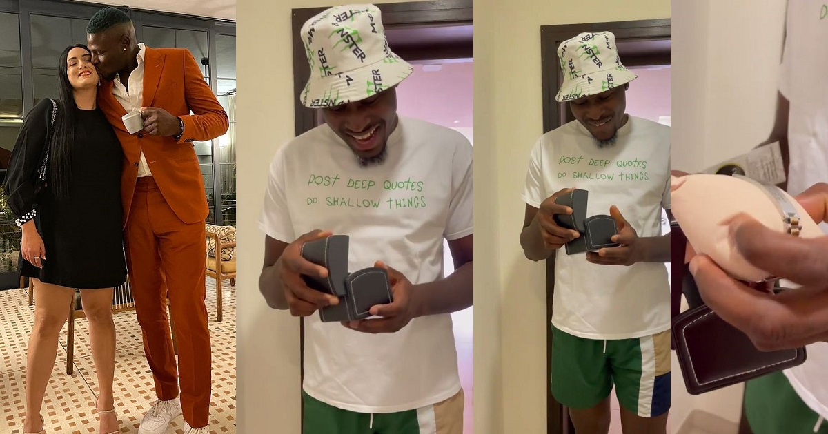 Niyi Lawal’s priceless reaction after receiving early Christmas gift from his wife (Video)
