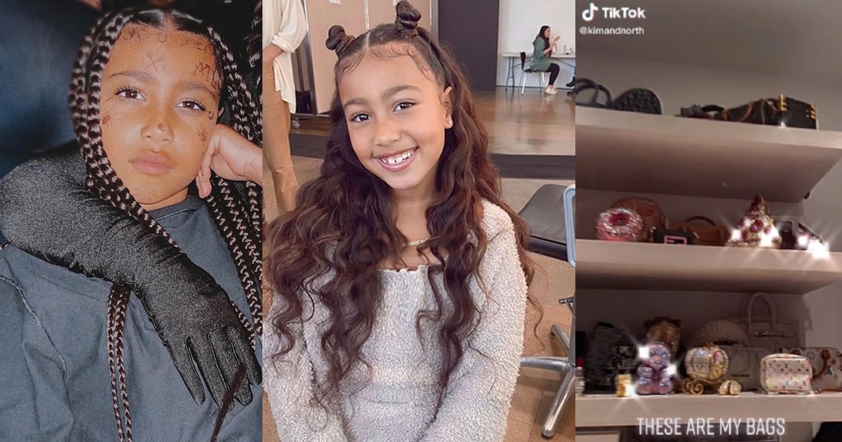 “These are my bags” – Kim Kardashian and Kanye West’s daughter, North West flaunts designer purse collection (Video)