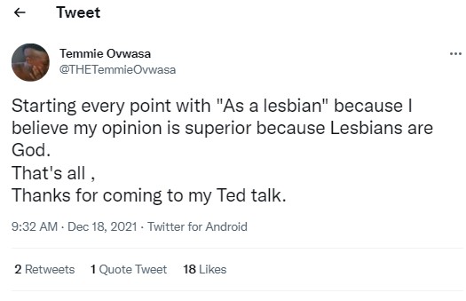 “Lesbians are God” — Singer Temmie Ovwasa 4 Temmie Ovwasa