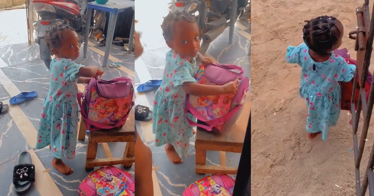 Hilarious moment little girl decides to move out of the house after receiving “small” beating (Video)