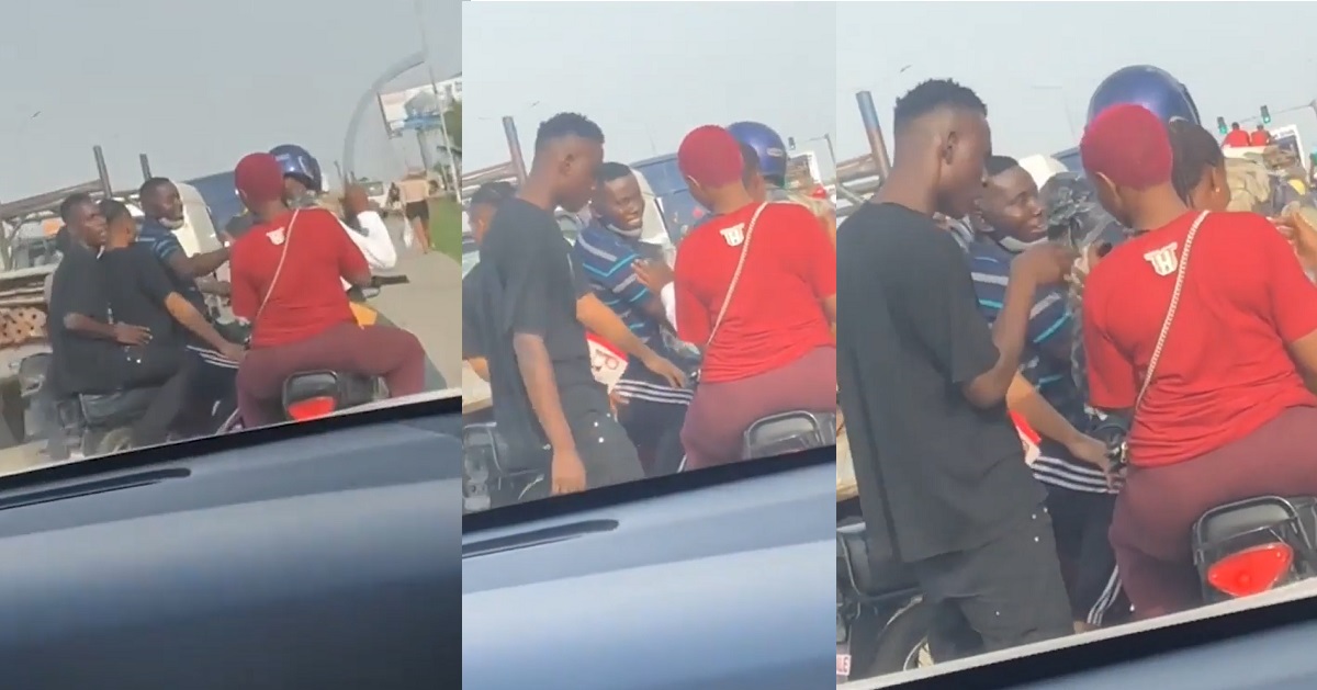 Guy alights from Okada he boarded with his friend to get phone number of a girl on another Okada (Video)