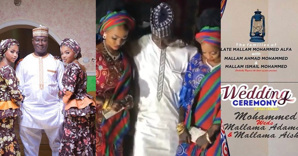 Video from wedding ceremony of man who married two women on the same day in Bida, Niger state (WATCH)