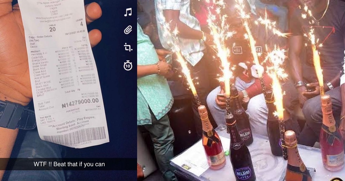“Beat that if you can” – Man brags as he shares receipt of over N14M spent on drinks at a club