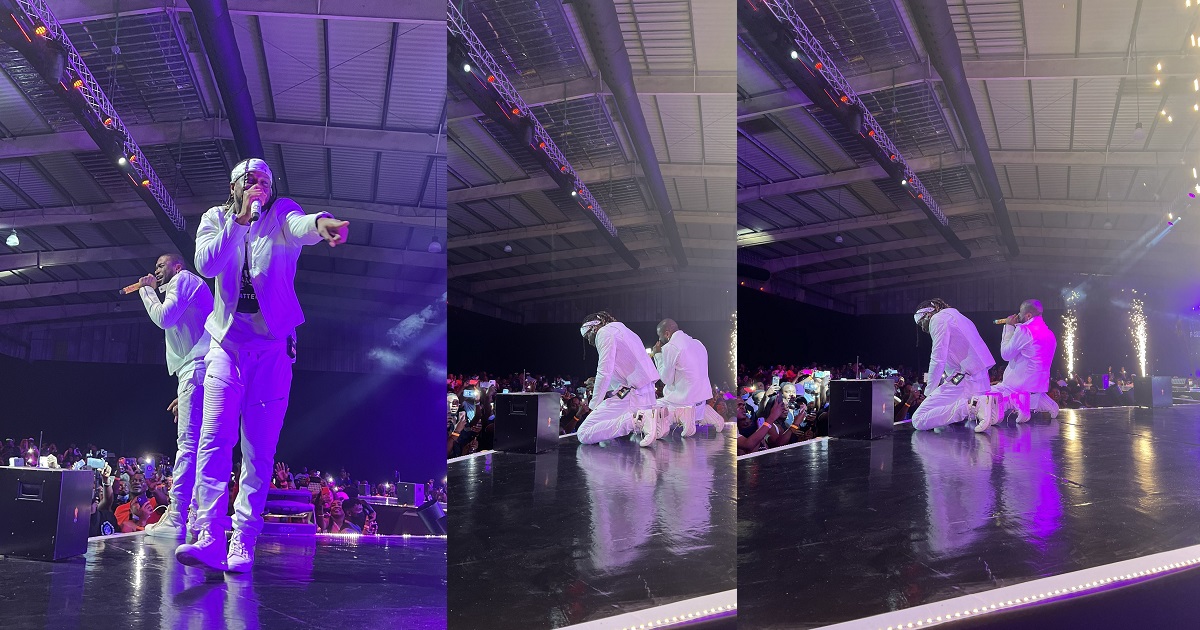 Beautiful moment P-Square went on their knees to apologize to fans for fighting themselves for over four years. (Photos)