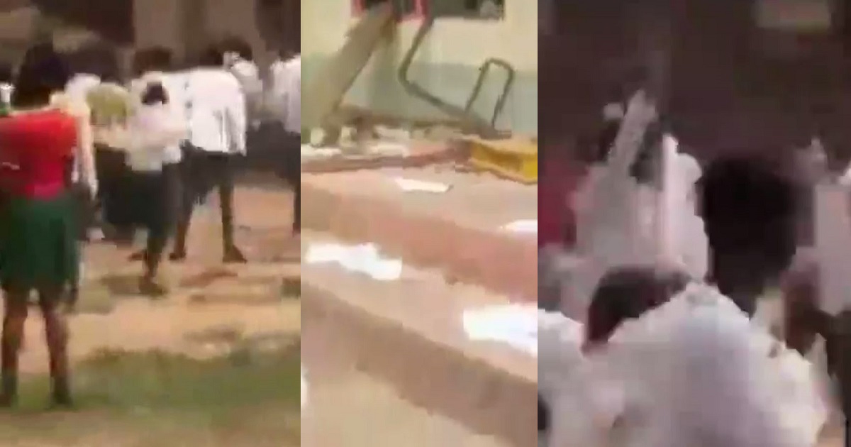 Secondary school students destroy school properties after allegedly attacking their principal and a police officer (video)