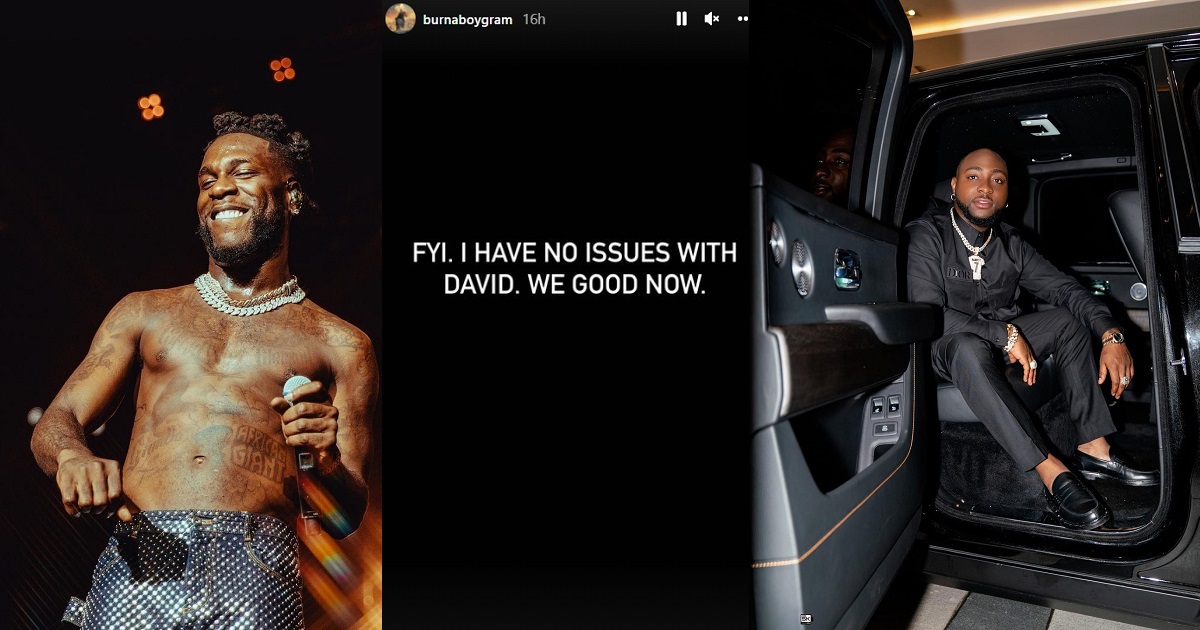 “2022 we must love ourselves by force” – Burna Boy writes as he reveals he’s got no issues with Davido