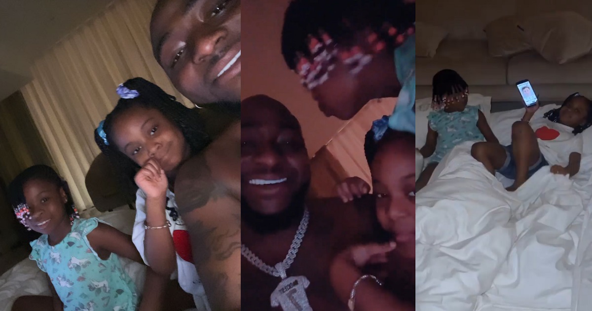 Davido spends quality time with two of his babymamas, Sophia and Amanda, and their daughters. (Video)