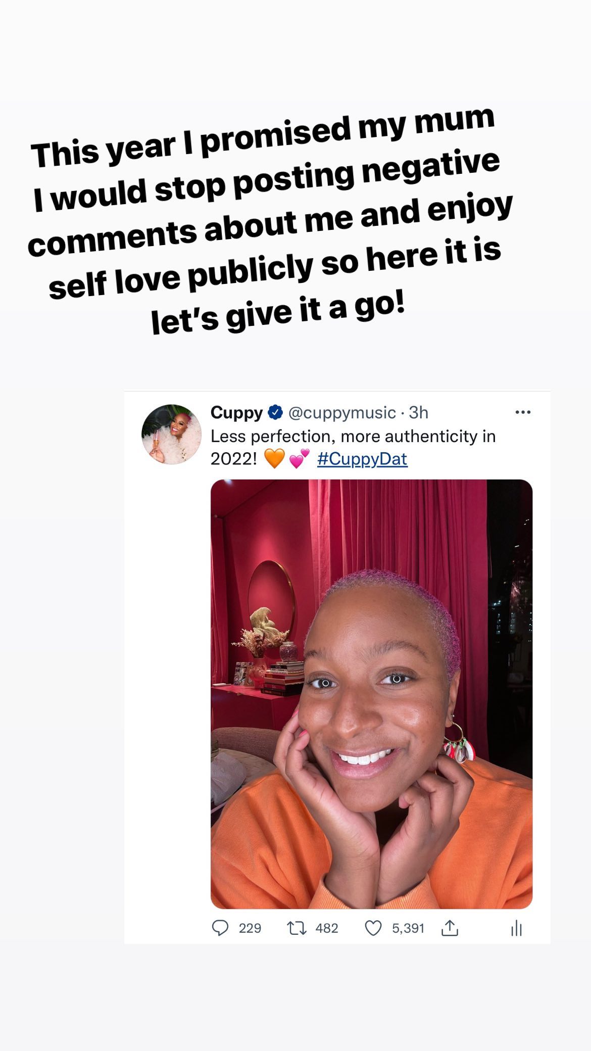 “Less perfection, more authenticity in 2022” – DJ Cuppy writes as she shows off her bare face 5 271497831 319856310032749 4062018678599301045 n