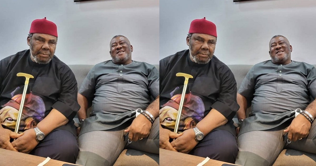 Rare photo of veteran actor, Pete Edochie, and his first son