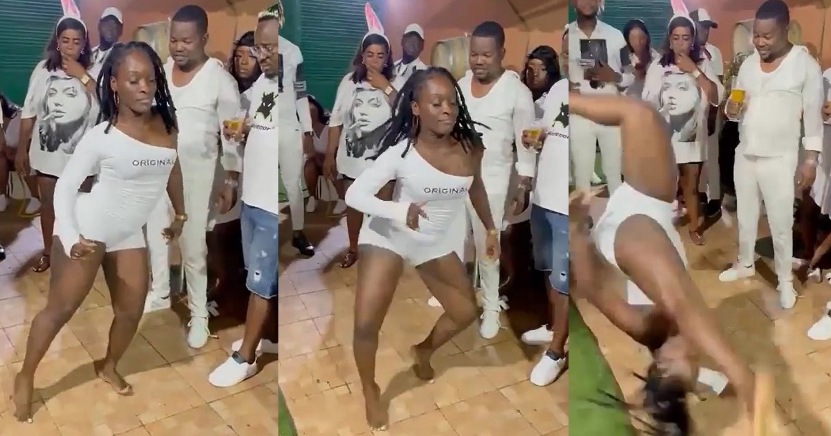 “This one get energy pass Liquorose” — Nigerians react to video of a lady who did a backflip while dancing (WATCH)