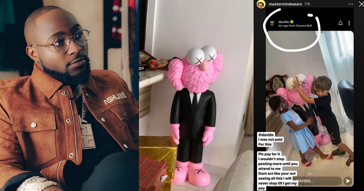 UNILAG student calls out Davido for refusing to pay 1 million Naira for stuffed dummy he bought from him since 2020