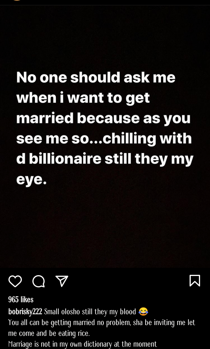 “No one should ask when I’m getting married, it’s not in my own dictionary” – Bobrisky says 3 Screenshot 20220104 095429