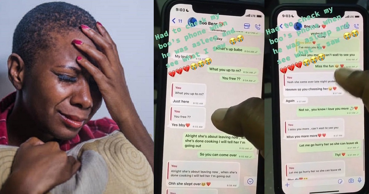Lady left heartbroken after checking her boyfriend’s phone (video)