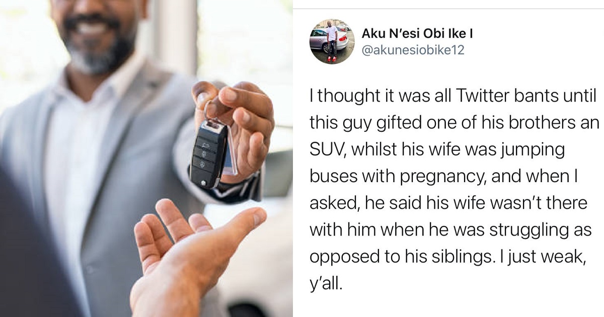 “He should marry his siblings” – Reactions as man revealed why he preferred to gift his brother an SUV instead of his pregnant wife who hops on buses