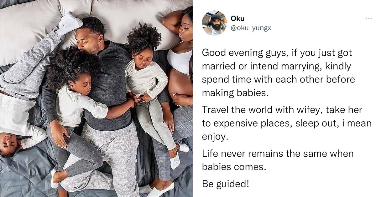 “Life never remains the same when babies come” – Man advises newly married couples to not be in a haste to have babies