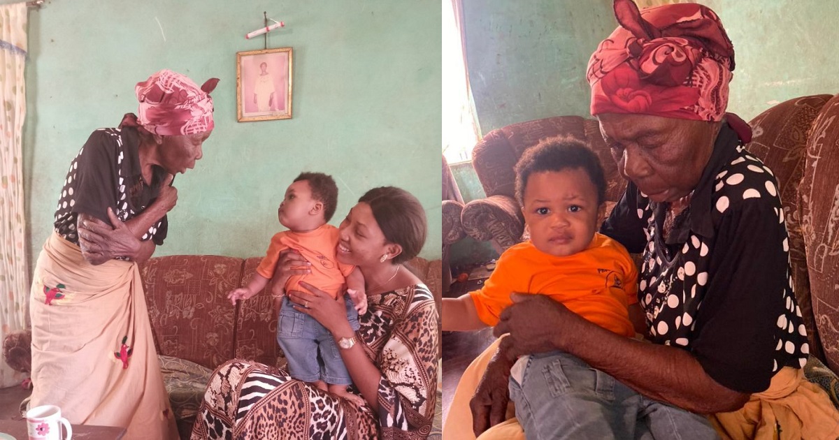 Priceless moment a granny met her great grandson for the first time (photos)