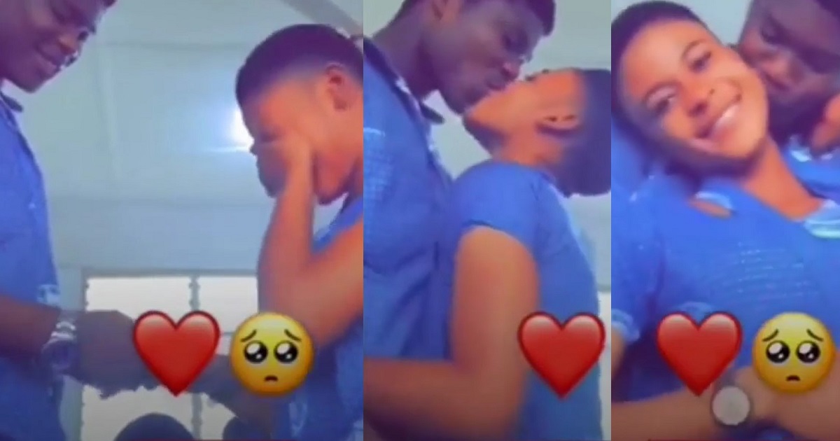 Secondary school student kisses her student boyfriend after he proposed to her (WATCH)