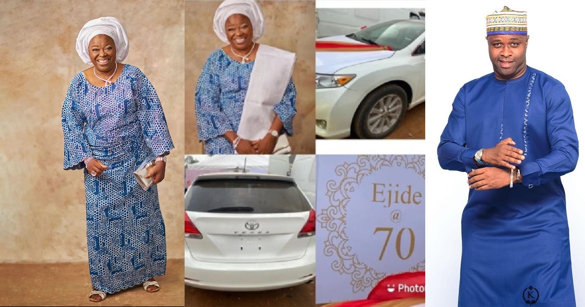Actor Femi Adebayo and siblings surprise their mum with a car on her 70th birthday