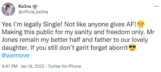 “I’m legally single” – BBNaija’s Ka3na announces her marriage to Mr Jones is over 6 ka3na 2