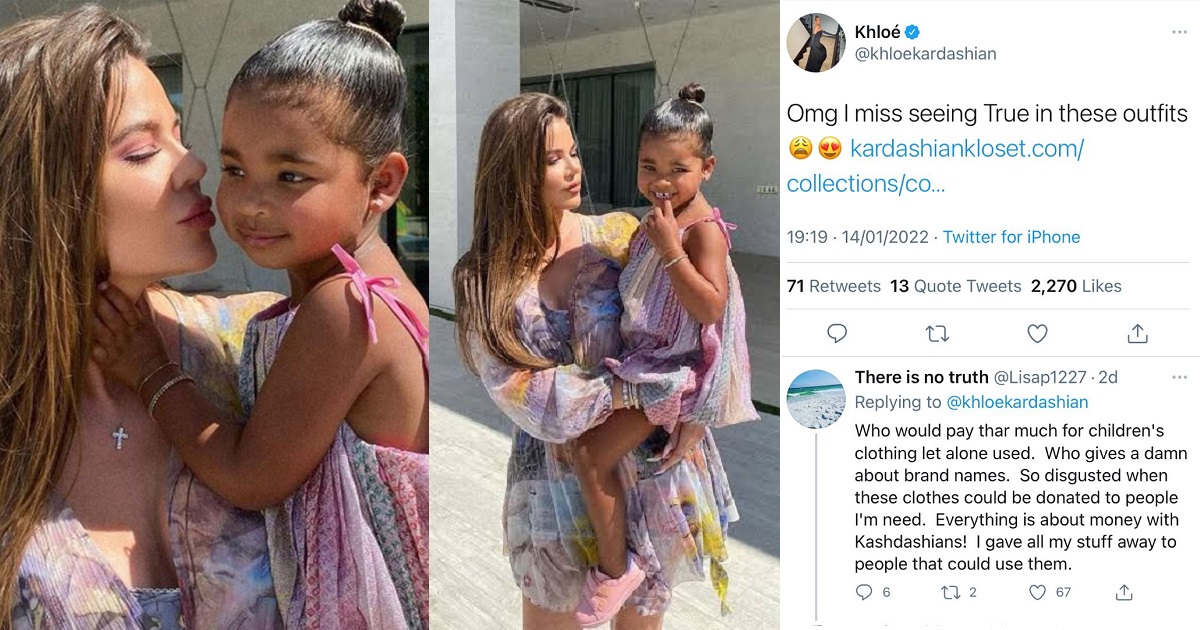 Khloe Kardashian receives backlash for selling her daughter, True’s used clothes for money