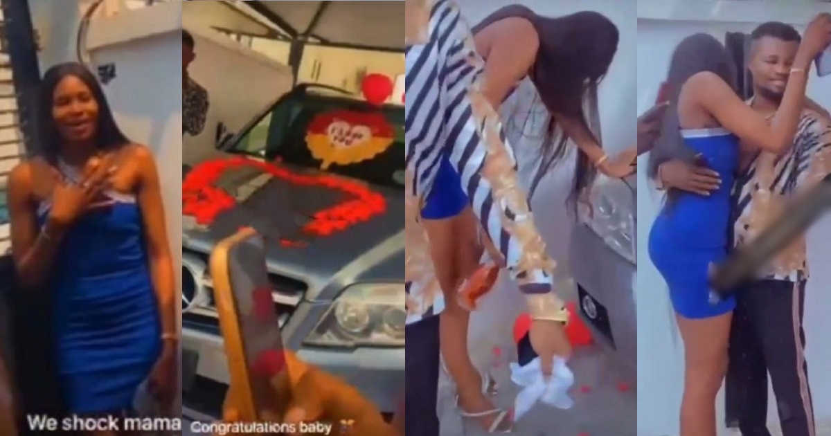 Nigerian man gets a “yes” after proposing to his girlfriend with a Mercedes Benz (video)